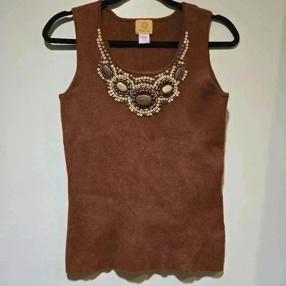 Ruby Rd. Bohemian Sleeveless Top Brown Size M